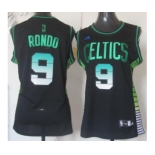 women nba boston celtics #9 rondo black[number green]