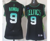 women nba boston celtics #9 rondo black[number green]