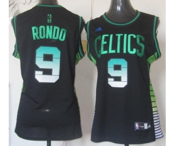 women nba boston celtics #9 rondo black[number green]