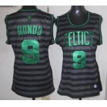 women nba boston celtics #9 rondo grey[black strip]