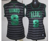 women nba boston celtics #9 rondo grey[black strip]