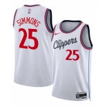 Men Los Angeles Clippers #25 Ben Simmons White 2024-25 Stitched Jersey