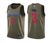 Men Nike Los Angeles Clippers #3 Chris Paul Green Salute to Service NBA Swingman Jersey