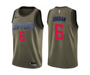 Men Nike Los Angeles Clippers #6 DeAndre Jordan Green Salute to Service NBA Swingman Jersey