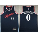 Men's Los Angeles Clippers #0 Russell Westbrook Navy Stitched Jersey