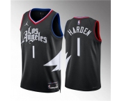 Men's Los Angeles Clippers #1 James Harden Black Statement Edition Stitched Jersey