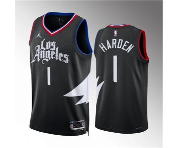 Men's Los Angeles Clippers #1 James Harden Black Statement Edition Stitched Jersey