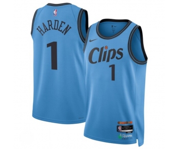 Men's Los Angeles Clippers #1 James Harden Light Blue 2024-25 CityEdition Stitched Jersey