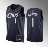 Men's Los Angeles Clippers #1 James Harden Navy 2023-24 City Edition Stitched Jersey