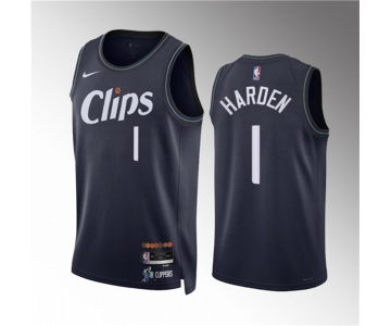 Men's Los Angeles Clippers #1 James Harden Navy 2023-24 City Edition Stitched Jersey