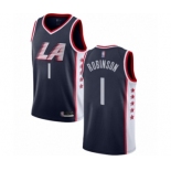 Men's Los Angeles Clippers #1 Jerome Robinson Authentic Navy Blue Basketball Jersey - City Edition