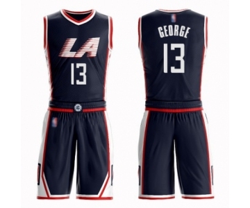 Men's Los Angeles Clippers #13 Paul George Authentic Navy Blue Basketball Suit Jersey - City Edition