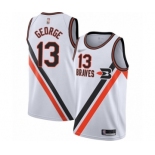 Men's Los Angeles Clippers #13 Paul George Authentic White Hardwood Classics Finished Basketball Jersey