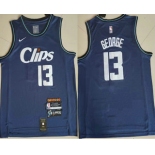 Men's Los Angeles Clippers #13 Paul George Blue 2024 City Edition Swingman Sponsor Stitched Jersey