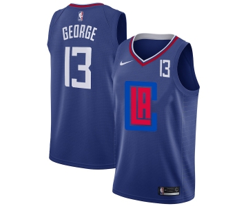 Men's Los Angeles Clippers  #13 Paul George Blue Nike City Edition Number Swingman Jersey