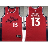 Men's Los Angeles Clippers #13 Paul George Red Stitched Jersey