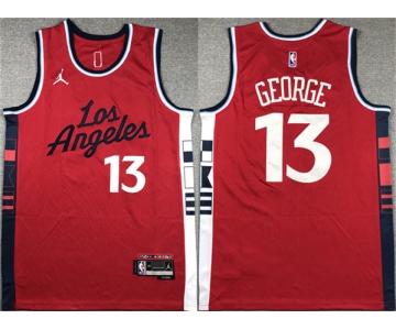 Men's Los Angeles Clippers #13 Paul George Red Stitched Jersey