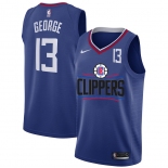 Men's Los Angeles Clippers #13 Paul George White Nike Number Swingman Jersey