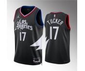 Men's Los Angeles Clippers #17 P.j. Tucker Black Statement Edition Stitched Jersey