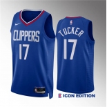 Men's Los Angeles Clippers #17 P.j. Tucker Blue Icon Edition Stitched Jersey