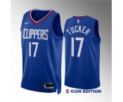 Men's Los Angeles Clippers #17 P.j. Tucker Blue Icon Edition Stitched Jersey