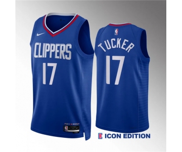 Men's Los Angeles Clippers #17 P.j. Tucker Blue Icon Edition Stitched Jersey