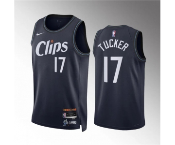 Men's Los Angeles Clippers #17 P.j. Tucker Navy 2023-24 City Edition Stitched Jersey