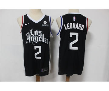 Men's Los Angeles Clippers #2 Kawhi Leonard Authentic Black Basketball Jersey - 2020-2021 City Edition