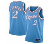 Men's Los Angeles Clippers #2 Kawhi Leonard Light Blue 2021-22 City Edition 75th Anniversary Stitched Basketball Jersey