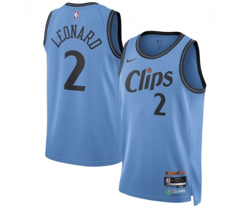 Men's Los Angeles Clippers #2 Kawhi Leonard Light Blue 2024-25 CityEdition Stitched Jersey