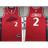 Men's Los Angeles Clippers #2 Kawhi Leonard Red Stitched Jersey