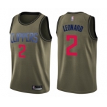 Men's Los Angeles Clippers #2 Kawhi Leonard Swingman Green Salute to Service Basketball Jersey