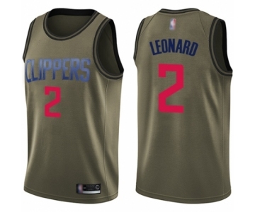 Men's Los Angeles Clippers #2 Kawhi Leonard Swingman Green Salute to Service Basketball Jersey