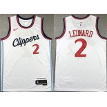 Men's Los Angeles Clippers #2 Kawhi Leonard White Stitched Jersey