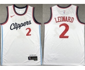 Men's Los Angeles Clippers #2 Kawhi Leonard White Stitched Jersey