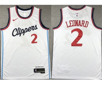 Men's Los Angeles Clippers #2 Kawhi Leonard White Stitched Jersey