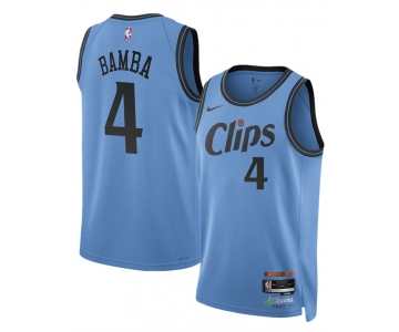 Men's Los Angeles Clippers #4 Mo Bamba Light Blue 2024-25 CityEdition Stitched Jersey