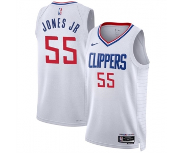 Men's Los Angeles Clippers #55 Derrick Jones Jr White Association Edition Stitched Jersey