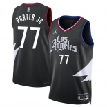 Men's Los Angeles Clippers #77 Kevin Porter Jr Black Statement Edition Stitched Jersey