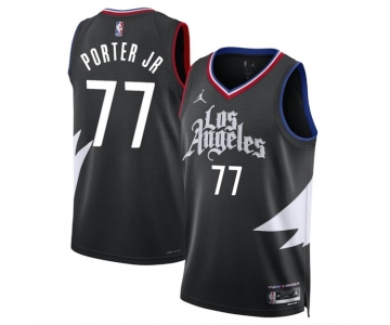 Men's Los Angeles Clippers #77 Kevin Porter Jr Black Statement Edition Stitched Jersey