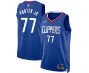 Men's Los Angeles Clippers #77 Kevin Porter Jr Blue Icon Edition Stitched Jersey