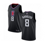 Men's Los Angeles Clippers #8 Moe Harkless Swingman Black Basketball Jersey Statement Edition