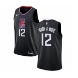 Men's Nike Los Angeles Clippers #12 Luc Mbah a Moute Authentic Black NBA Jersey Statement Edition