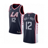 Men's Nike Los Angeles Clippers #12 Luc Mbah a Moute Authentic Navy Blue NBA Jersey - City Edition