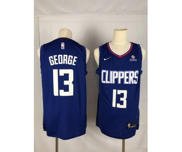 Men's Nike Los Angeles Clippers #13 Paul George Authentic Blue NBA Jersey - Icon Edition