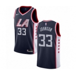 Men's Nike Los Angeles Clippers #33 Wesley Johnson Authentic Navy Blue NBA Jersey - City Edition