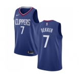 Men's Nike Los Angeles Clippers #7 Sam Dekker Swingman Blue Road NBA Jersey - Icon Edition