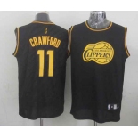 nba los angeles clippers #11 jamal crawford black[gold lettering fashion]