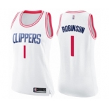 Women's Los Angeles Clippers #1 Jerome Robinson Swingman White Pink Fashion Basketball Jersey