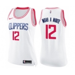 Women's Los Angeles Clippers #12 Luc Mbah a Moute Swingman White Pink Fashion Basketball Jersey